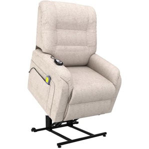 Massage-TV-Sessel mit Aufstehhilfe Elektrisch Creme Stoff