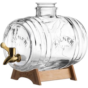 KILNER Getränkespender, Inhalt 3,5 Liter, heller Holzständer