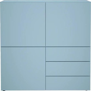 Kommode FMD Blu Sideboards Gr. B/H/T: 99,1 cm x 101,2 cm x 31,5 cm, 3, 3, blau (denim) Kommoden, Sideboards Highboards Breite 99 cm