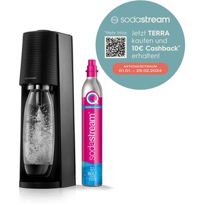 Wassersprudler SODASTREAM TERRA schwarz Sodastream inkl. 1x CO2-Zylinder CQC, 1L spülmaschinenfeste Kunststoff-Flasche
