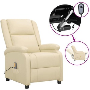 Elektrischer Massage-Sessel Creme Leder 71x92x96 cm (BxTxH)