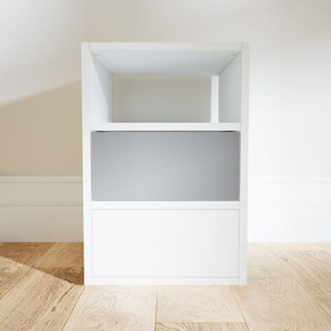 Nachtschrank Weiß - Eleganter Nachtschrank: Schubladen in Grau - Hochwertige Materialien - 41 x 60 x 47 cm, konfigurierbar