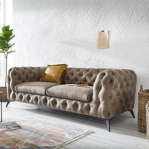 Couch Corleone 225x97 cm Taupe Vintage 3-Sitzer Sofa, 3 Sitzer