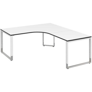 Höhenverstellbarer Schreibtisch in L- Form Weiß