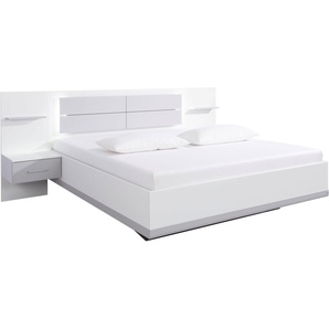 Bettanlage RAUCH Boston Extra Schlafzimmermöbel-Sets Gr. B/H: 180 cm x 200 cm, weiß (weiß, seidengrau) Bett Doppelbetten Schlafzimmermöbel-Sets inkl. LED-Beleuchtung