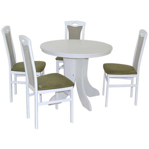Weißer Tisch mit Stühlen für 4 Personen modernem Design (fünfteilig)