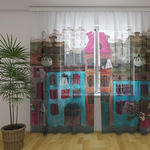Gardinen & Vorhänge aus Chiffon transparent. Fotogardinen 3D Colourful Street