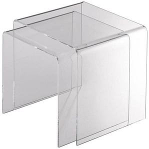 Satztisch , Klar , Kunststoff , 2-teilig , 33x36 cm , Wohnzimmer, Wohnzimmertische, Beistelltische