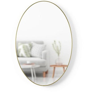 Umbra Wandspiegel , Gold , Glas , oval , 62x92x2 cm , senkrecht und waagrecht montierbar , Schlafzimmer, Spiegel, Wandspiegel