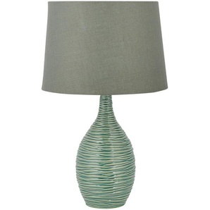 Tischlampe Grün Keramik 57 cm Stoffschirm Vasenform Kabel mit Schalter Moderner Minimalistischer Stil