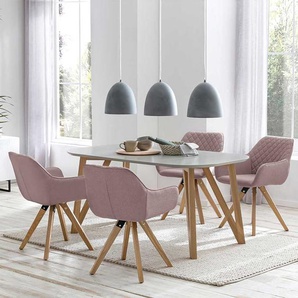 Esszimmer Sitzgruppe im Skandi Design vier Stühle (fünfteilig)