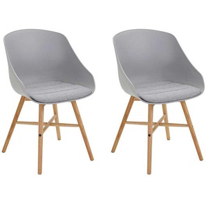 2 Stühle in Grau und Holz Naturfarben Skandi Design (2er Set)