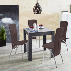 INOSIGN Essgruppe, (Set, 5-tlg), Tischbreite 80 cm in schieferfarben