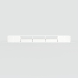 Lowboard Weiß - TV-Board: Schubladen in Weiß & Türen in Weiß - Hochwertige Materialien - 375 x 41 x 34 cm, Komplett anpassbar