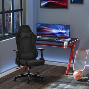 Vinsetto Gaming Stuhl mit Wipp- & Liegefunktion höhenverstellbarer Bürostuhl ergonomischer Drehstuhl mit Kopfstütze Lendenkissen 90-160° Neigungswinkel Schwarz Kunstleder 71 x 58 x 125-131 cm