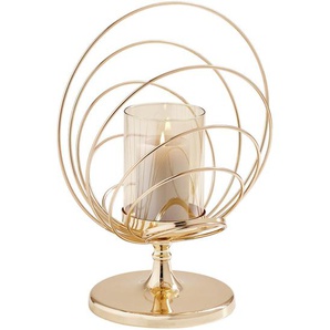 Ambia Home Kerzenhalter , Gold , Metall, Glas , 30x38x18 cm , zum Stellen , Dekoration, Windlichter & Kerzenhalter, Kerzenhalter