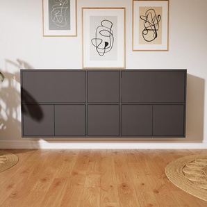 Hängeschrank Graphitgrau - Wandschrank: Schubladen in Graphitgrau & Türen in Graphitgrau - 190 x 79 x 34 cm, konfigurierbar
