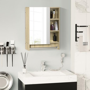 kleankin Spiegelschrank 6 Regale 1 Handtuchhalter 60L × 15B × 70H cm Weiß