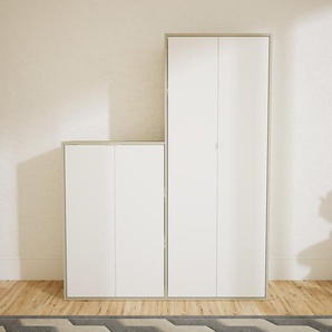 Schrank Weiß - Moderner Schrank: Türen in Weiß - Hochwertige Materialien - 151 x 195 x 47 cm, Selbst zusammenstellen