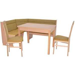 Tischgruppe 4581, 4-teilig, Buchefarben / Ocker, 1 Tisch, 1 Eckbank, 2 Stühle