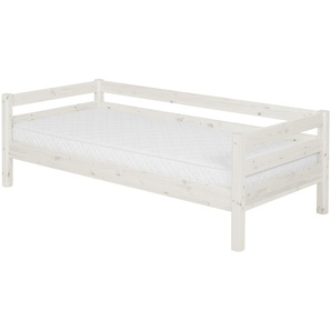 FLEXA Bett mit hinterer Absturzsicherung  Classic - weiß - 100 cm - 67 cm | Möbel Kraft