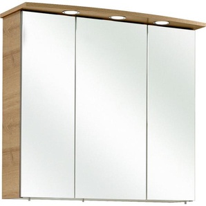 Xora Spiegelschrank , Eiche , Holzwerkstoff , 6 Fächer , 75x70x20 cm , Badezimmer, Badezimmerspiegel, Spiegelschränke