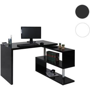 Design Eckschreibtisch HWC-A68, Bürotisch Schreibtisch, hochglanz drehbar 120x60cm ~ schwarz