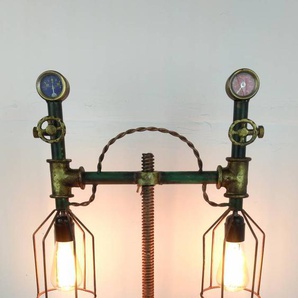 Tischlampe Vintage Lampe Tischleuchte Metall Rohr Industrial Leuchte 45x25x60...