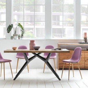 Esstisch SIT Tables Tische Gr. B: 240 cm, Plattenstärke 56 mm, braun (akazie) Holz-Esstische Rechteckige Esstische rechteckig Tisch mit elegantem Metallgestell, Shabby Chic, Vintage