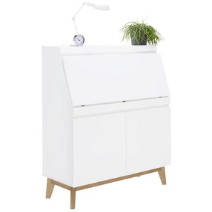 Novel Sekretär , Weiß, Eiche , Holz , Eiche , massiv , 96.7x115x40.5 cm , Arbeitszimmer, Schreibtische, Sekretäre