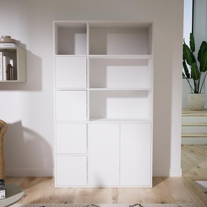 Aktenregal Weiß - Flexibles Büroregal: Türen in Weiß - Hochwertige Materialien - 115 x 195 x 34 cm, konfigurierbar