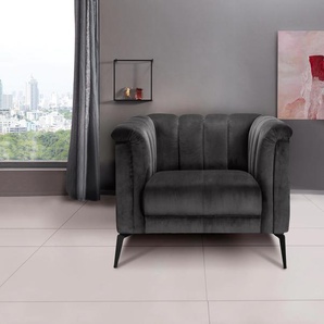 Sessel INOSIGN Lomani Gr. Samtoptik, Metallfüße, B/H/T: 95 cm x 74 cm x 90 cm, grau Einzelsessel Loungesessel Sessel im stilvollem Design
