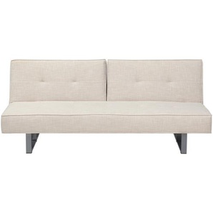 Sofa Hellbeige Polsterbezug 3-Sitzer Schlaffunktion Minimalistisch Wohnzimmer
