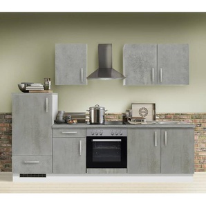 Küchenzeile Premium Beton inklusive E-Geräte, MANCHESTER-87, Breite 270cm