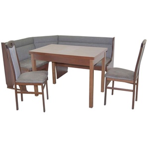 Tischgruppe 4581, 4-teilig, Nussbaumfb / Anthrazit, 1 Tisch, 1 Eckbank, 2 Stühle