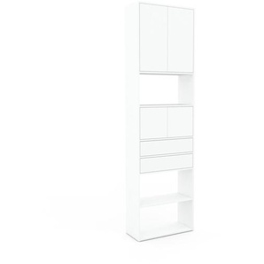 Aktenregal Weiß - Büroregal: Schubladen in Weiß & Türen in Weiß - Hochwertige Materialien - 77 x 272 x 34 cm, konfigurierbar