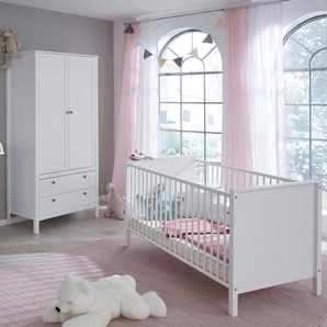 Kleiderschrank Set Babyzimmer mit Babybett in weiß OLOT-19