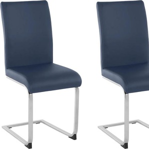 Freischwinger Charissa Stühle Gr. B/H/T: 44 cm x 94 cm x 54,5 cm, 2 St., Kunstleder, Metall, blau (dunkelblau, silberfarben) Freischwinger Stühle Sitz und Rücken gepolstert