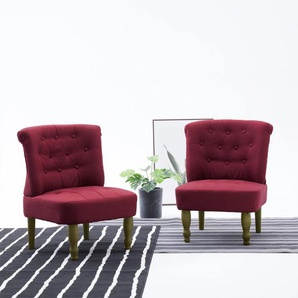 Französische Stühle 2 Stk. Weinrot Stoff 54x66.5x70 cm