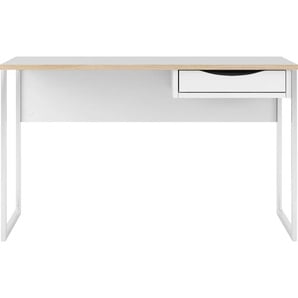 Schreibtisch HOME AFFAIRE Plus Tische Gr. B/H/T: 130 cm x 76,5 cm x 48,4 cm, weiß (naturfarben, weiß, weiß) Schreibtische Tisch mit vielen Stauraummöglichkeiten, zeitloses Design