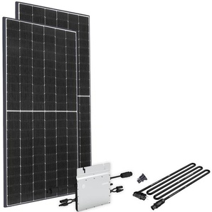 OFFGRIDTEC Solaranlage Solar-Direct 830W HM-600 Solarmodule Schuko-Anschluss, 10 m Anschlusskabel, ohne Halterung schwarz Solartechnik