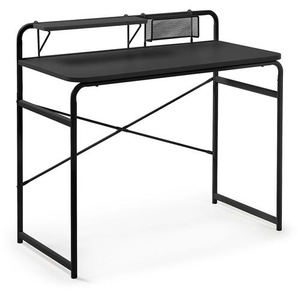 Kave Home - Foreman Schreibtisch aus Melamin schwarz und Stahlbeine mit schwarzem Finish 98 x 46 cm