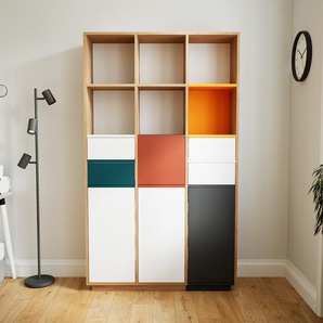 Aktenschrank Weiß - Büroschrank: Schubladen in Weiß & Türen in Weiß - Hochwertige Materialien - 118 x 200 x 34 cm, Modular