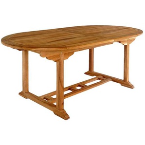 Terrassentisch aus Teak Massivholz ovaler Tischplatte