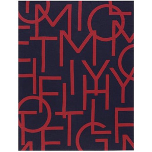 Tommy Hilfiger Plaid Bold Script , Blau, Rot , Textil , 130x170 cm , Wohntextilien, Decken, Plaids