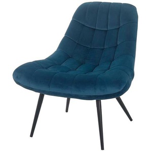 Lounge Stuhl in Blau Samt Retro Look