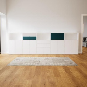 Sideboard Weiß - Sideboard: Schubladen in Weiß & Türen in Weiß - Hochwertige Materialien - 375 x 118 x 34 cm, konfigurierbar