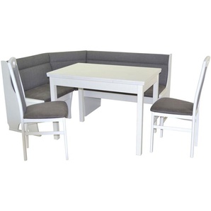 Tischgruppe 4581, 4-teilig, Weiß / Anthrazit, 1 Tisch, 1 Eckbank, 2 Stühle