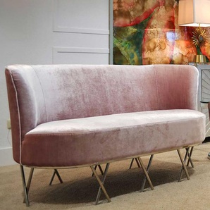 Modernes 2er Sofa in Rosa Samt Metall Gestell