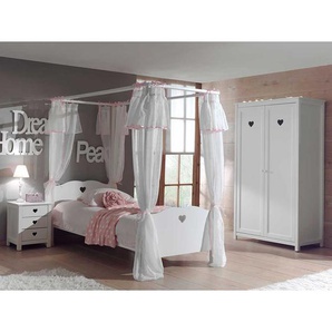 Mädchenzimmer mit Himmelbett Weiß (dreiteilig)